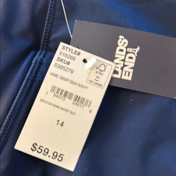 NWT Lands' End Blue Athletic Swim Shorts Lightweight Performance - Picture 4 of 13